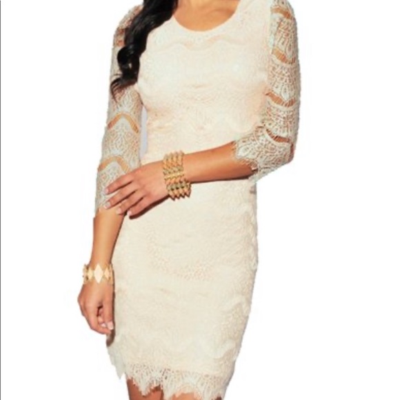 Made2envy Dresses & Skirts - Fits 2-4 All over lace 3/4 sleeves bright white